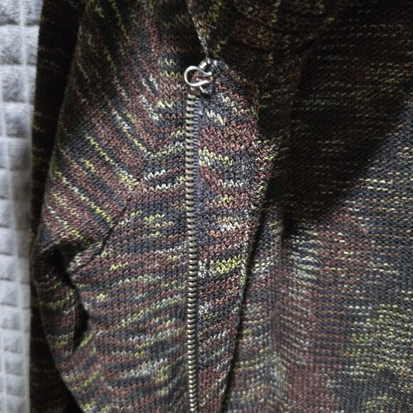 VTG Thin Knit 3pc Set Stretch Sm-Lg Artsy Brown Jacket Top Pants Boho Chic Y2K - Picture 8 of 16